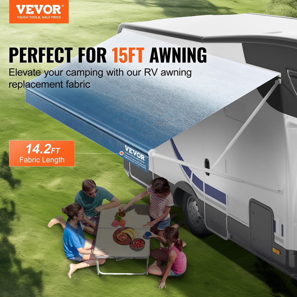 15' RV Awning Fabric Replacement 16oz PVC Fabric Waterproof P8156