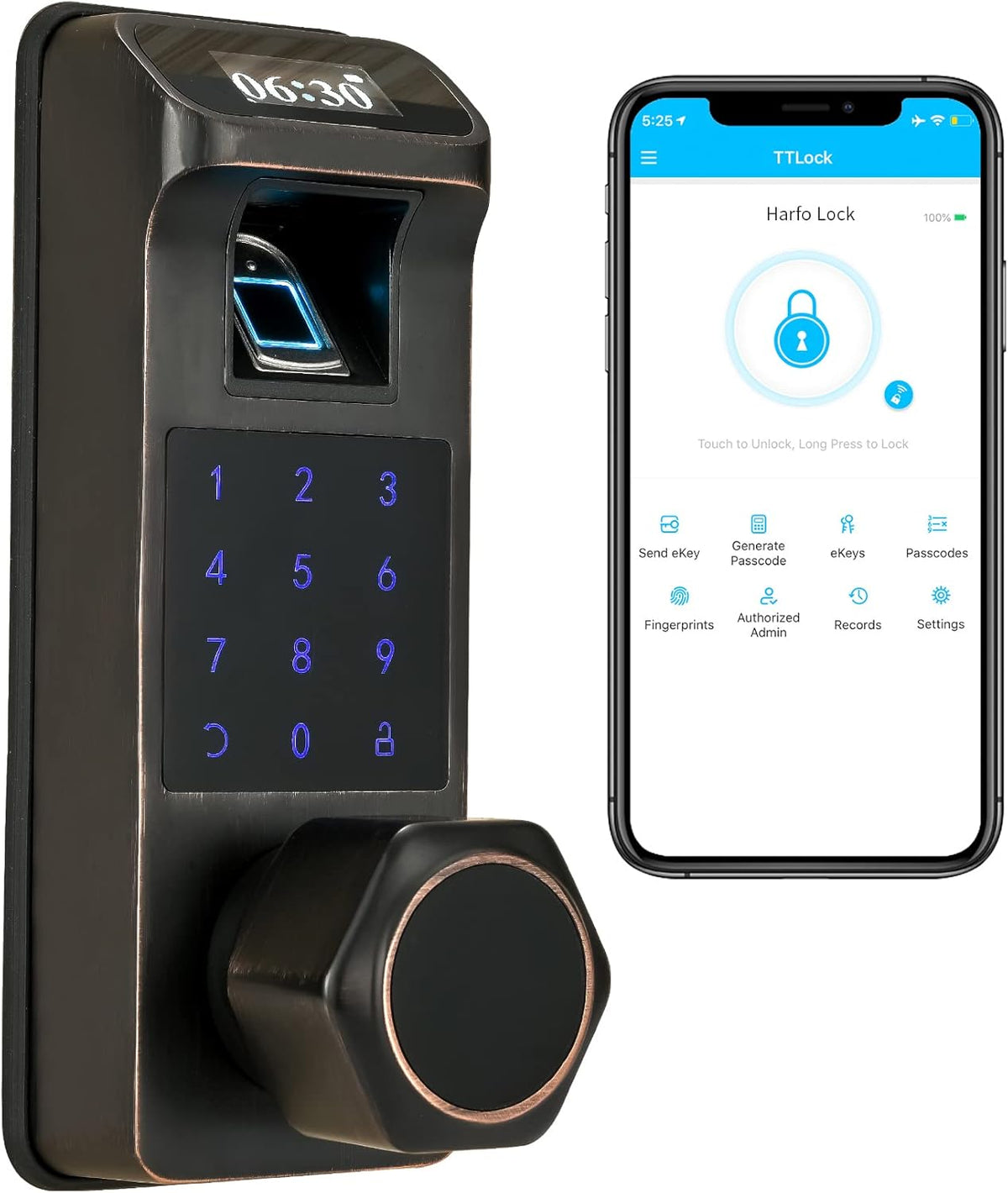 Aged Bronze Touchscreen Keyless Door Lock R438139