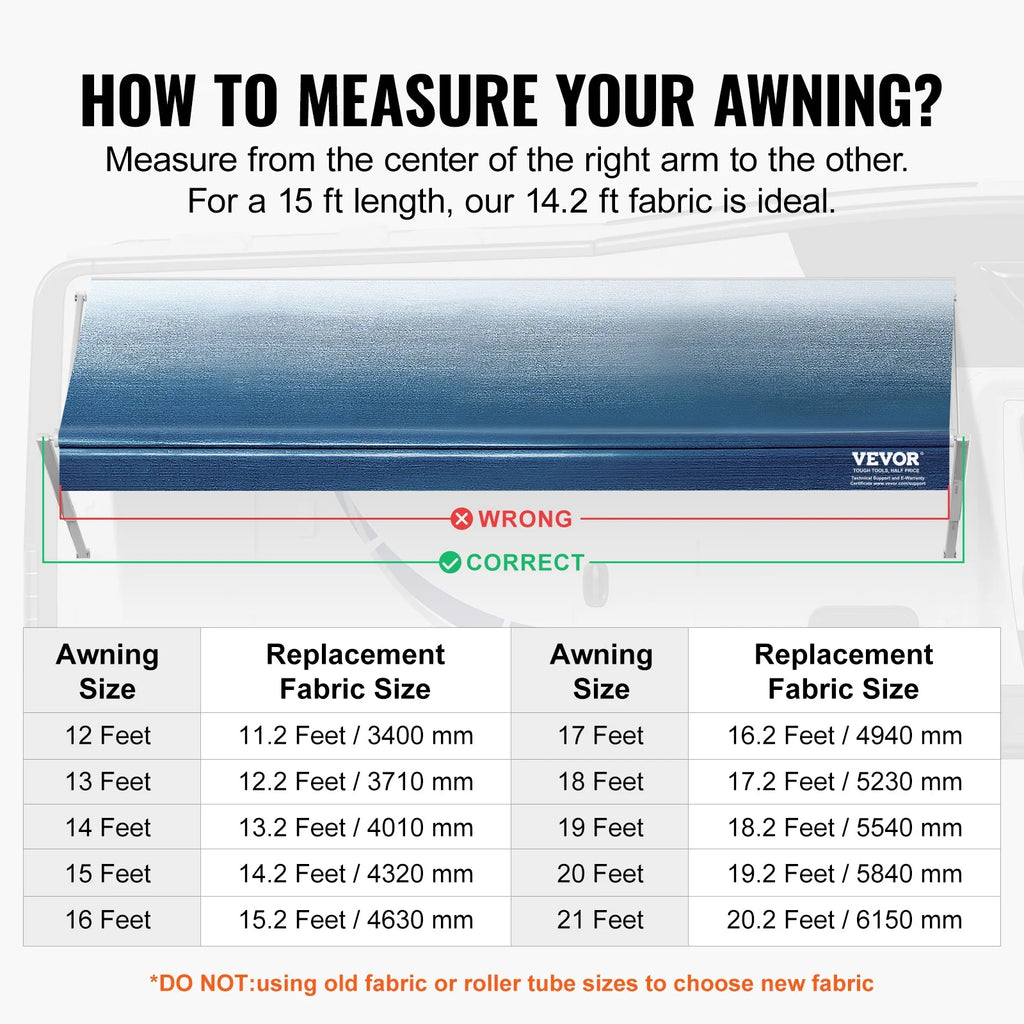 15' RV Awning Fabric Replacement 16oz PVC Fabric Waterproof P8156