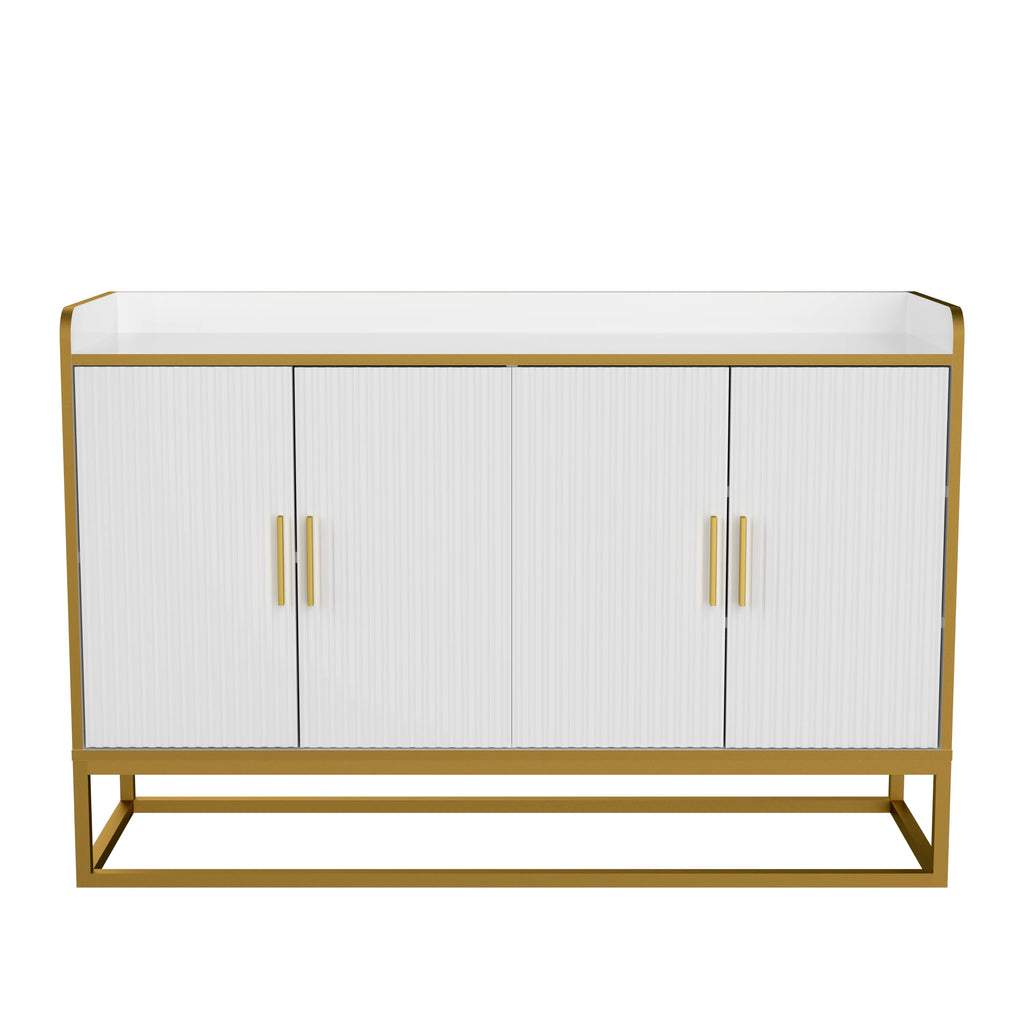 White Gloss Storage Cabinet with Metal Legs E5849