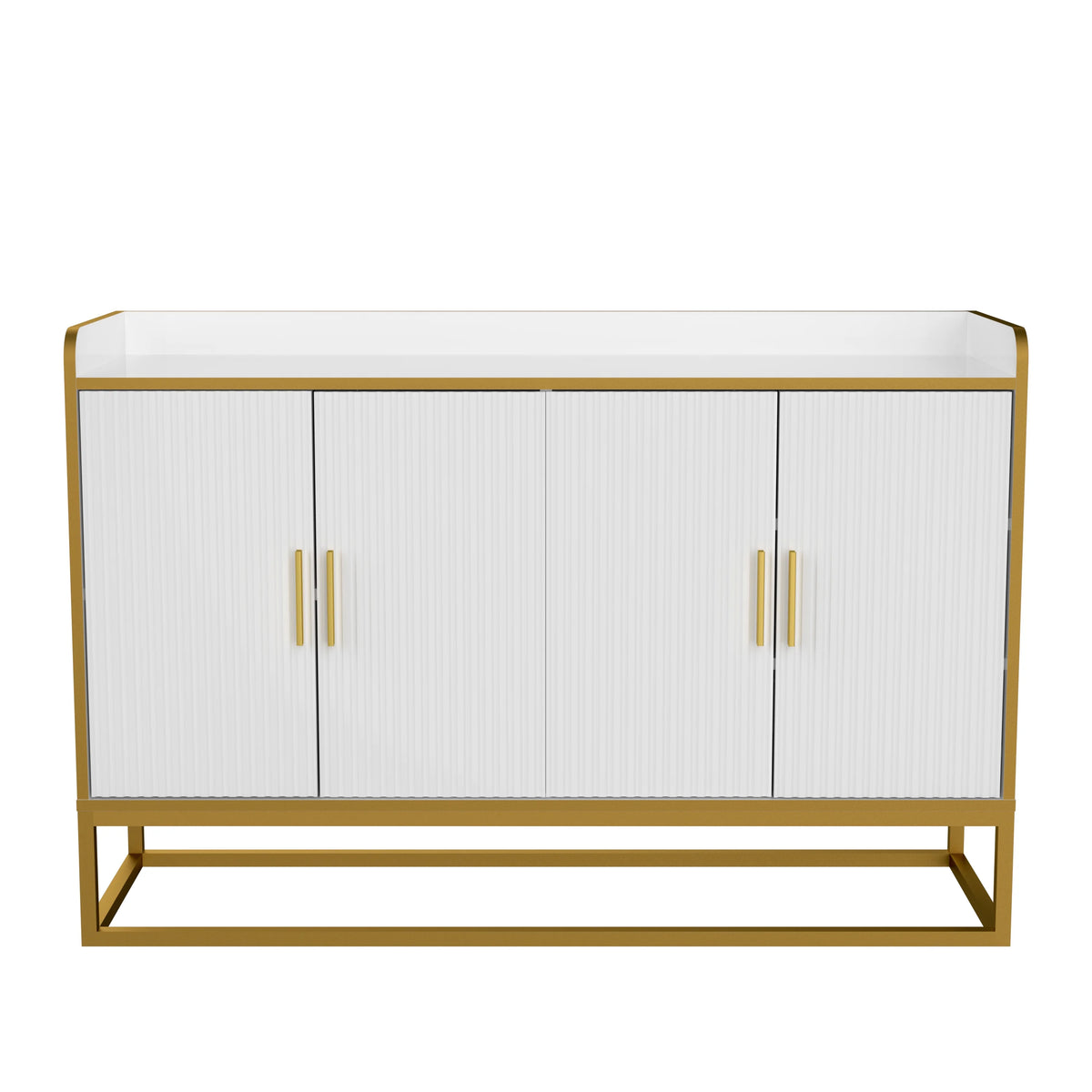 White Gloss Storage Cabinet with Metal Legs E5849