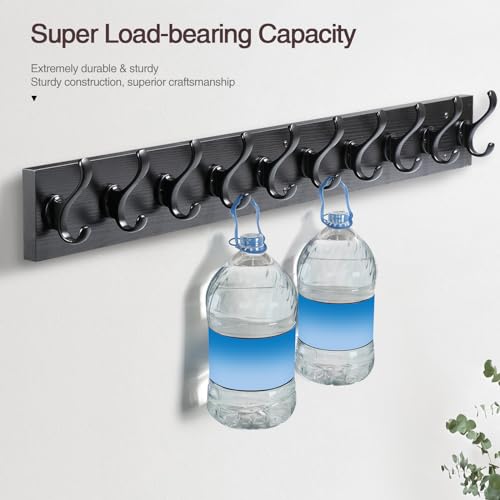 Rustic Wall Mount Coat Rack with 10 Hooks Z146099