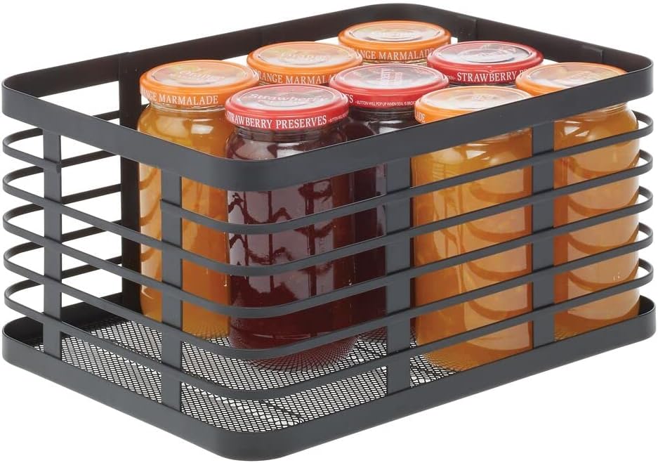 Metal Wire Food Organizer Storage Bin Baskets, Black Pack of 2 N4300