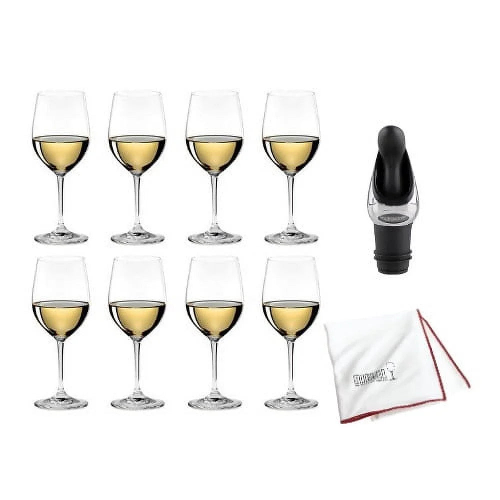 Chablis Chardonnay Wine Glass 8-Pack with Wine Pourer and Polishing Cloth R623