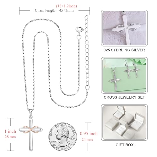 925 Sterling Silver Polished Cross Pendant Necklace Z15626