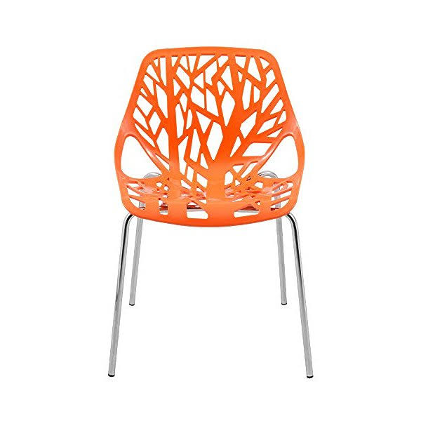 Orange Set of 2 Dining Chair with Chromed Legs Z21395