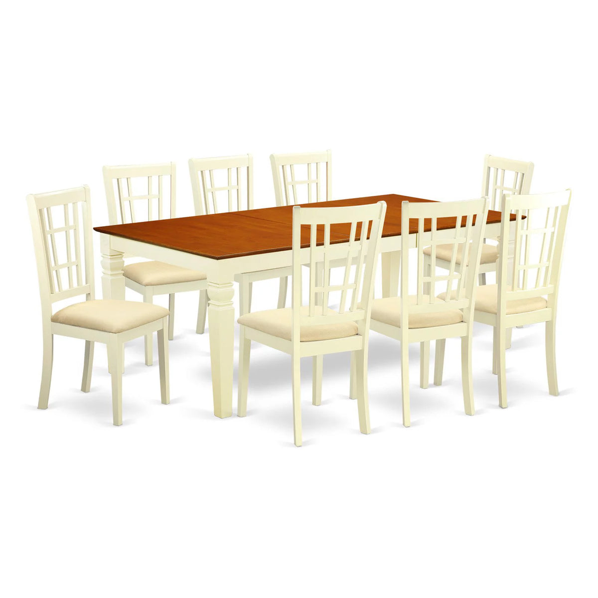 9 Pc Black Dining Room Set with Dining Table and 8 Linen Dining Chairs S251211