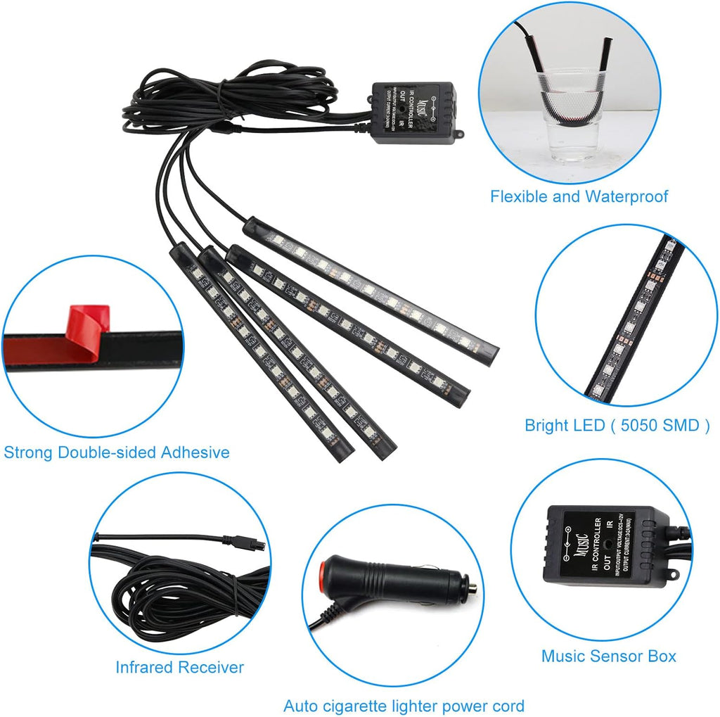 6 in 1 Car LED Strip Lights with Remote and APP Control X73099