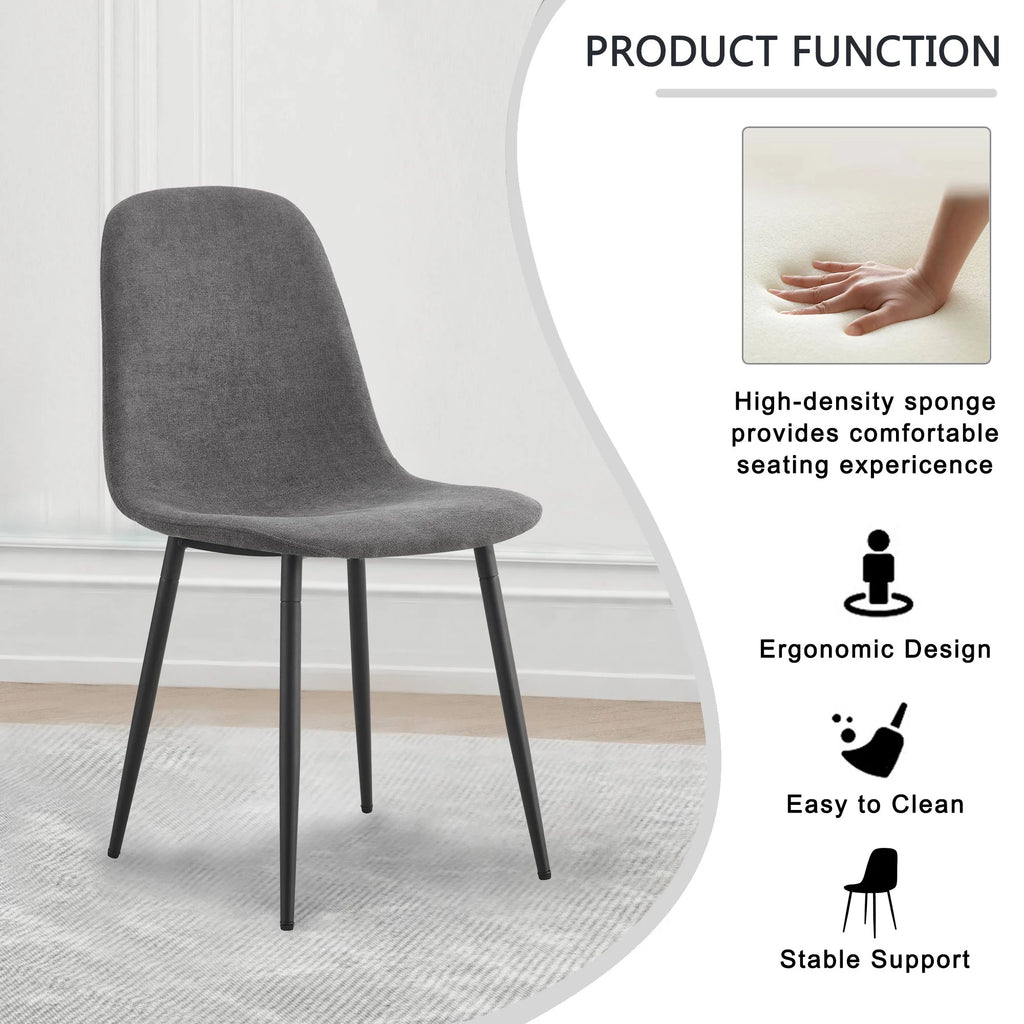 Dining Chairs Set of 4 Upholstered Side Chairs with Suede Fabric Cushion Seat and Metal Legs, Dark Gray Q1578