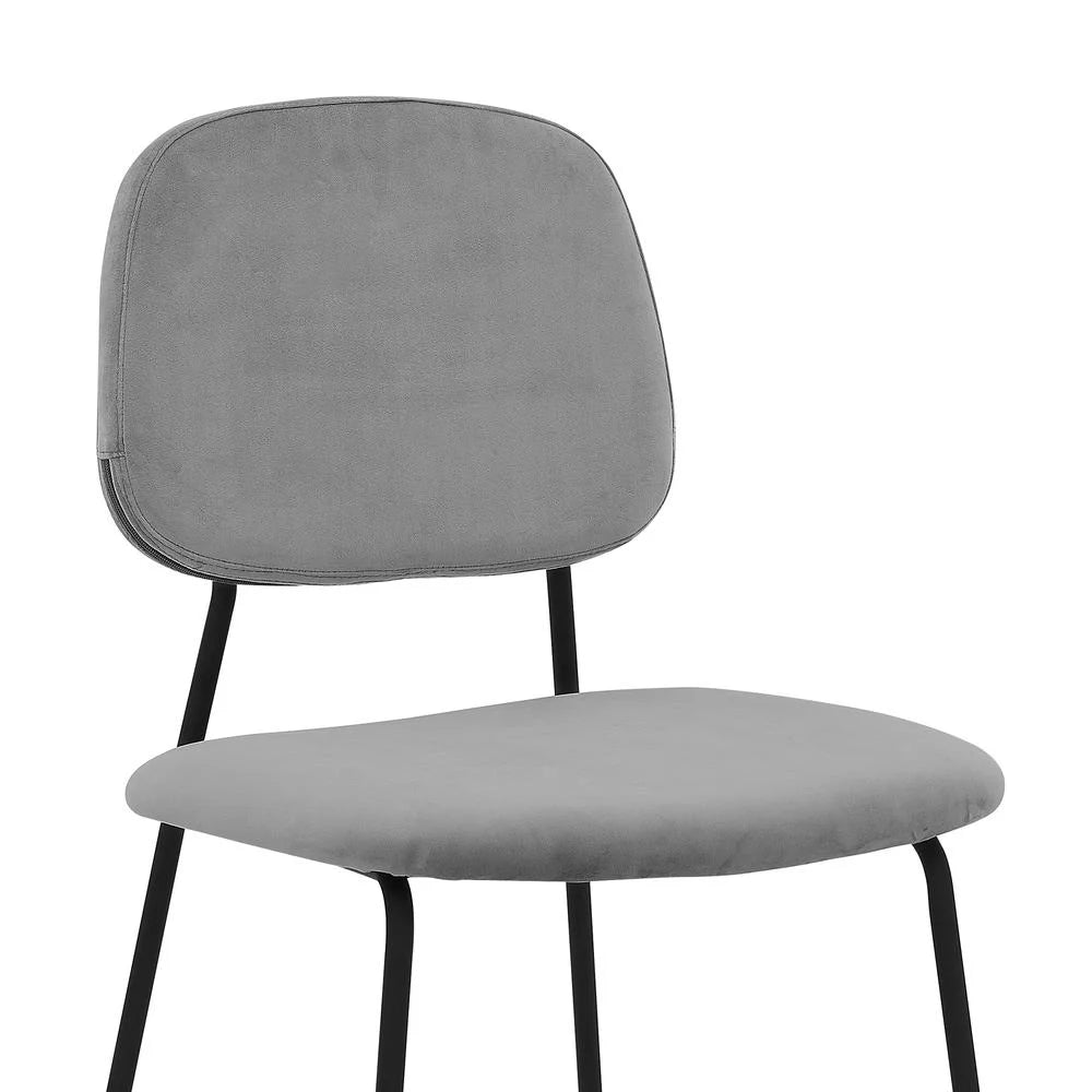 Gray Velvet Metal Dining Chair Set of 2 Y858