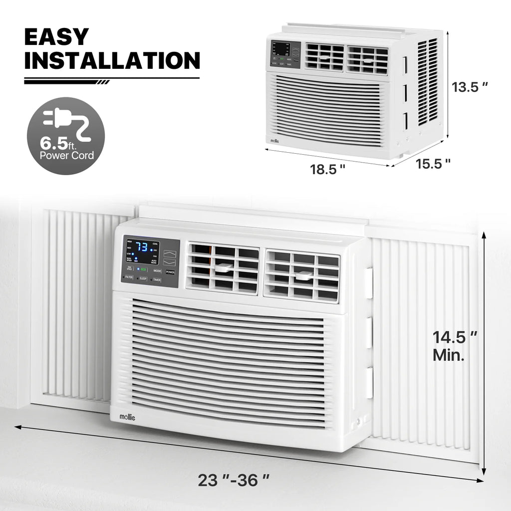 12,000 BTU 115V Smart Window Air Conditioner with Remote Control, White T6842