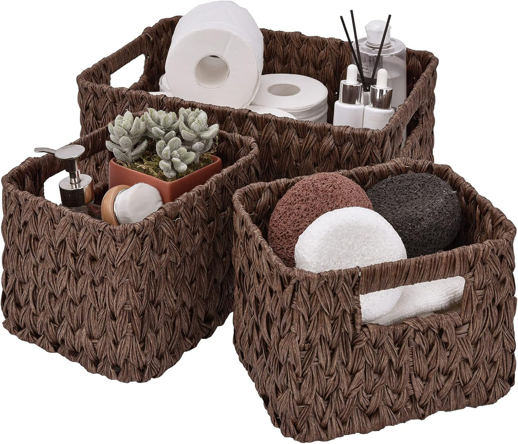Caramel Orange Wicker Basket Set with Handles, 3-Pack D256514