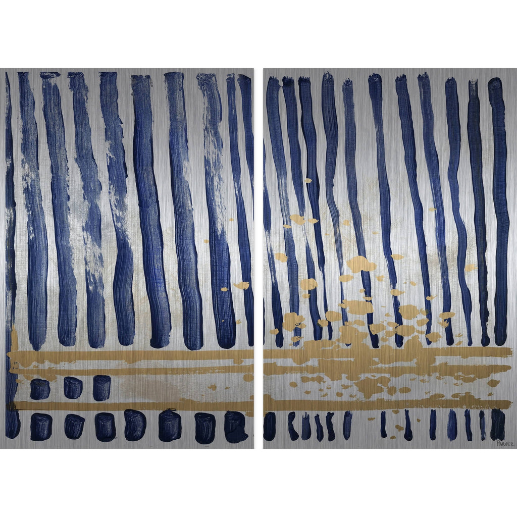 Blue Verticals Diptych - 48 x 36 Z3792