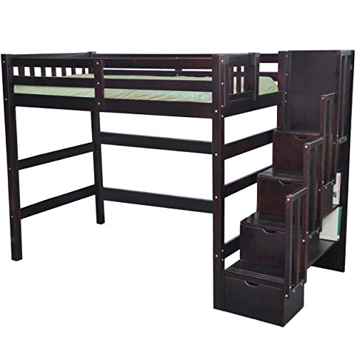 Natural Twin Loft Bed with Storage P566666