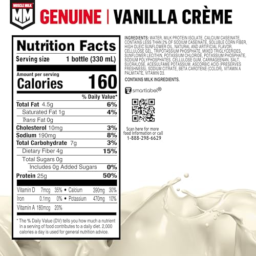 Vanilla Creme Protein Shake, 11.16 Fl Oz, 12 Pack, 25g Protein, Zero Sugar M740471