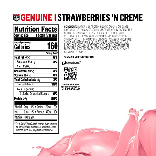 Vanilla Creme Protein Shake, 11.16 Fl Oz, 12 Pack, 25g Protein, Zero Sugar M740471