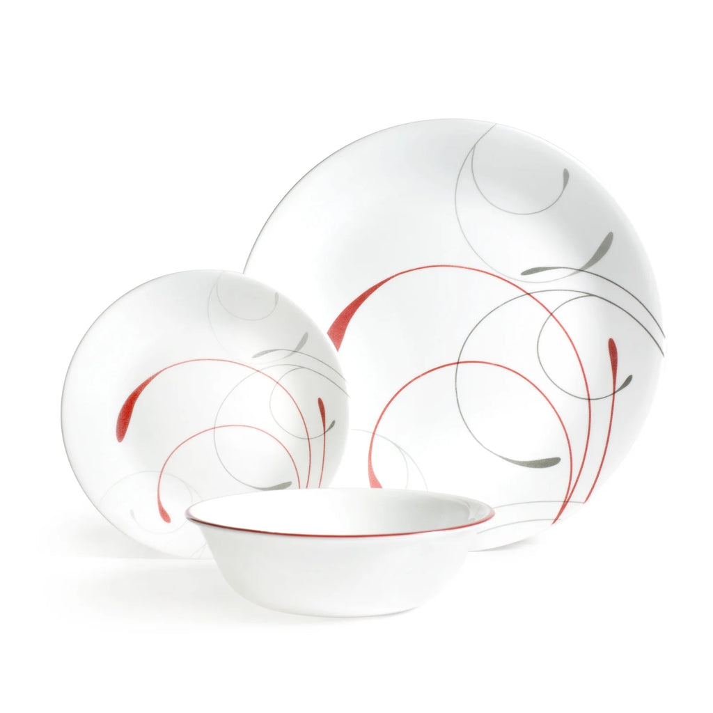 White and Red 12-Piece Dinnerware Set N8706