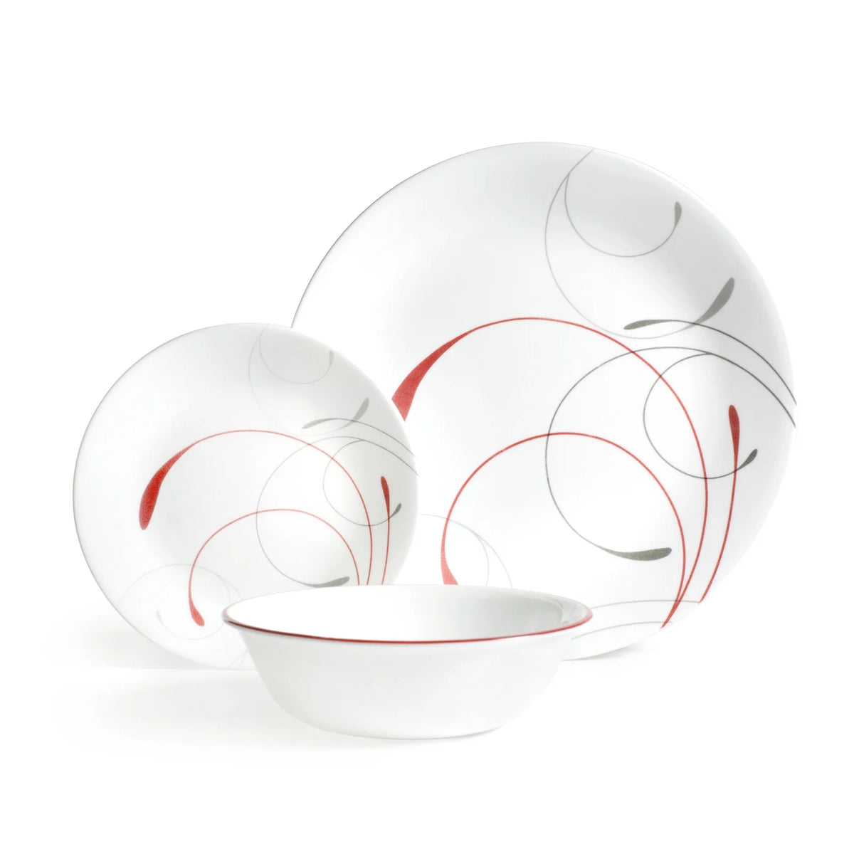 White and Red 12-Piece Dinnerware Set N8706