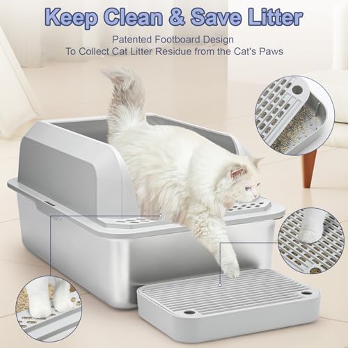 Stainless Steel Large Cat Litter Box with High Sides S278630