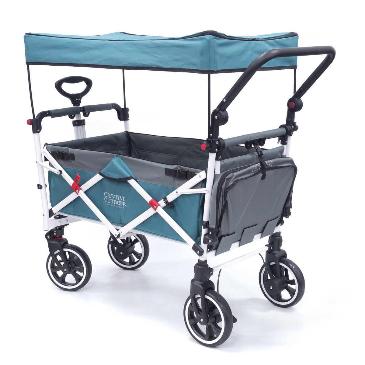 Teal Blue Push-Pull Folding Wagon Cart with Removable Cooler & Canopy G732