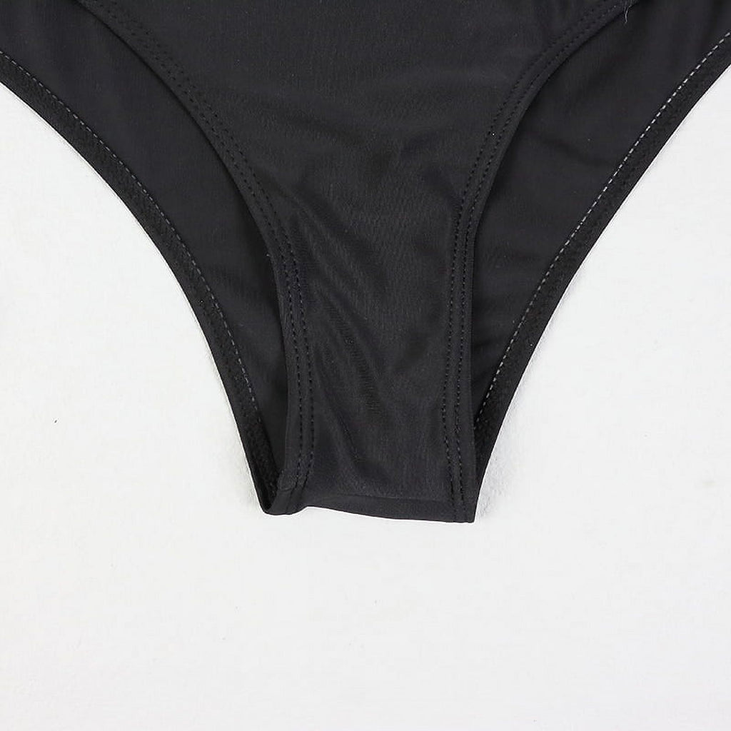Black Retro One Piece Tummy Control Swimwear Z256
