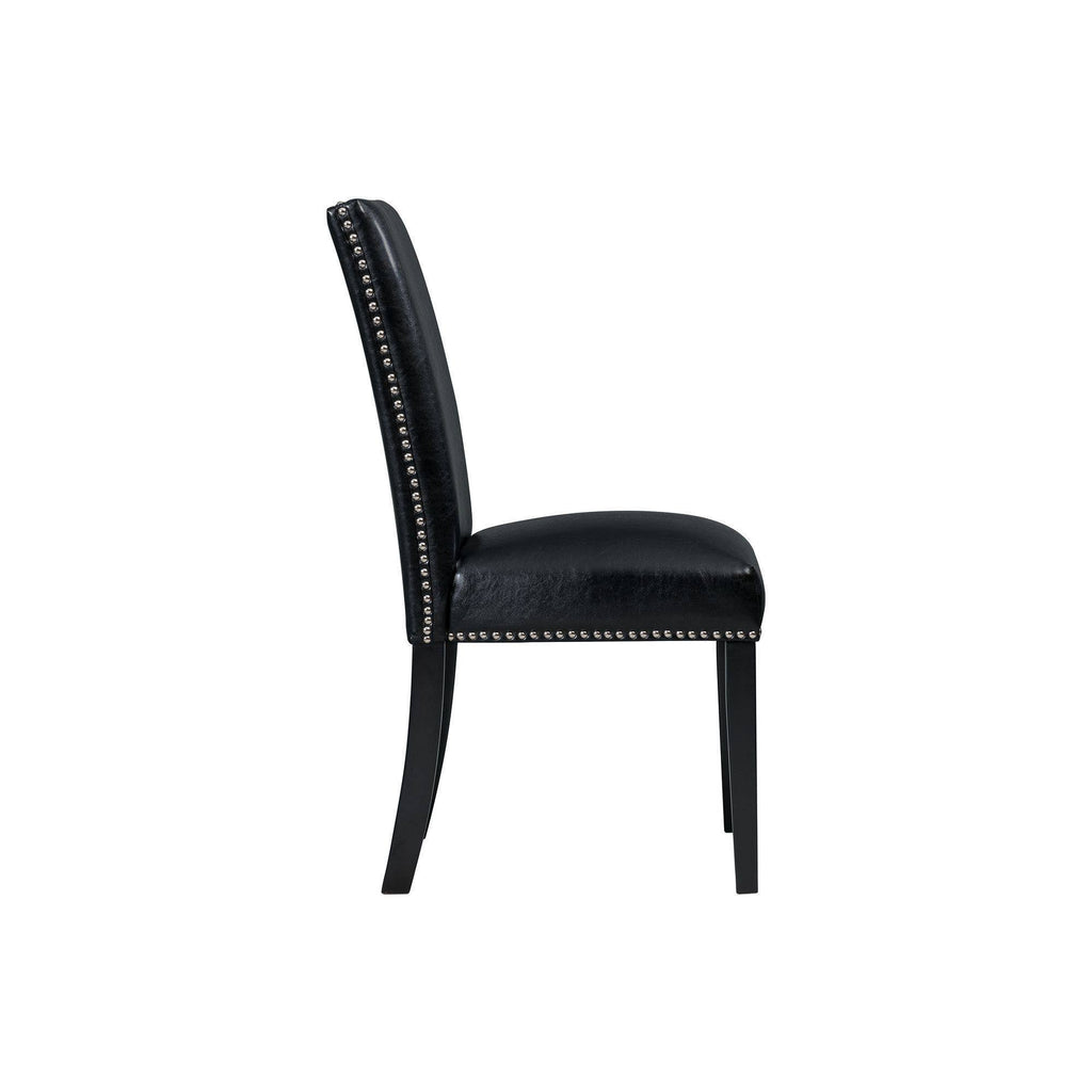 Black Faux Leather Side Chair Set V884