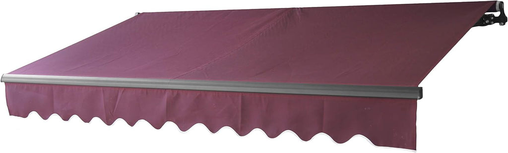 Retractable 16x10 Feet Motorized Black Frame Patio Awning, 100% Polyester Canopy, Blue/White Stripes O763