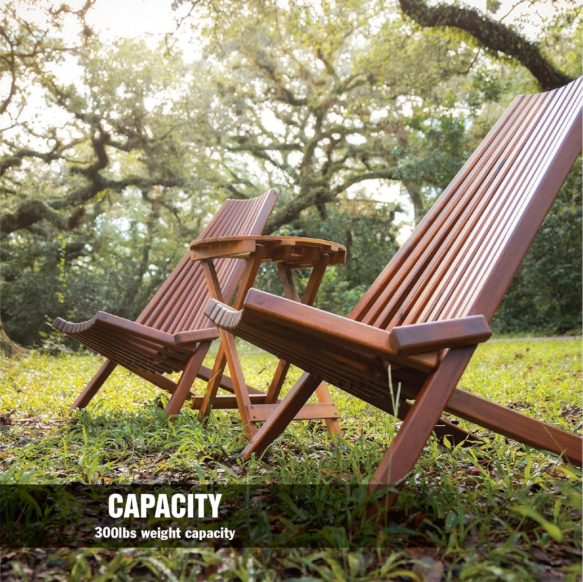 Folding Acacia Wood Outdoor Lounge Chair N414428