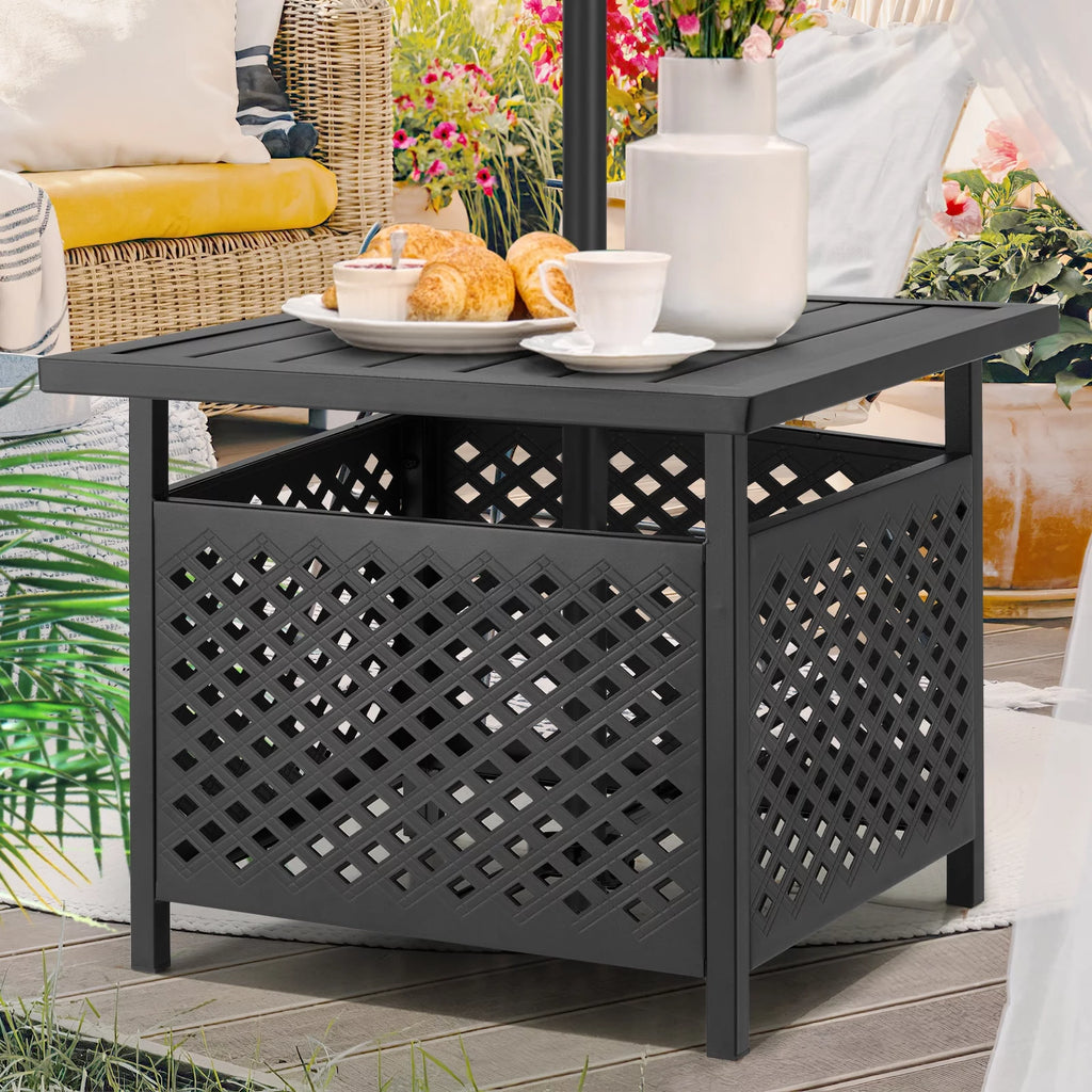 Outdoor Metal Bistro Table with Umbrella Hole N207869