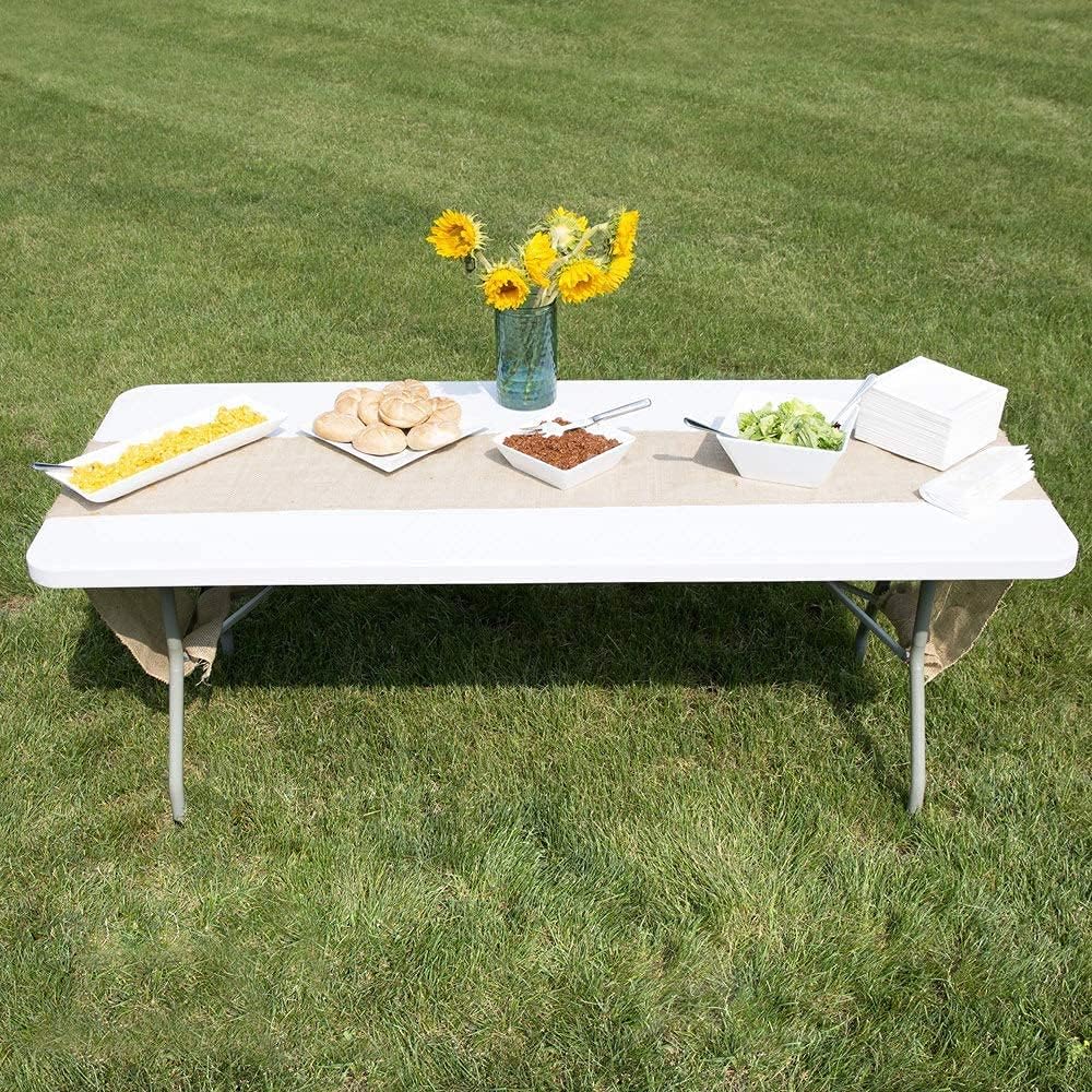White 4ft Folding Plastic Dining Table with Handle V58075