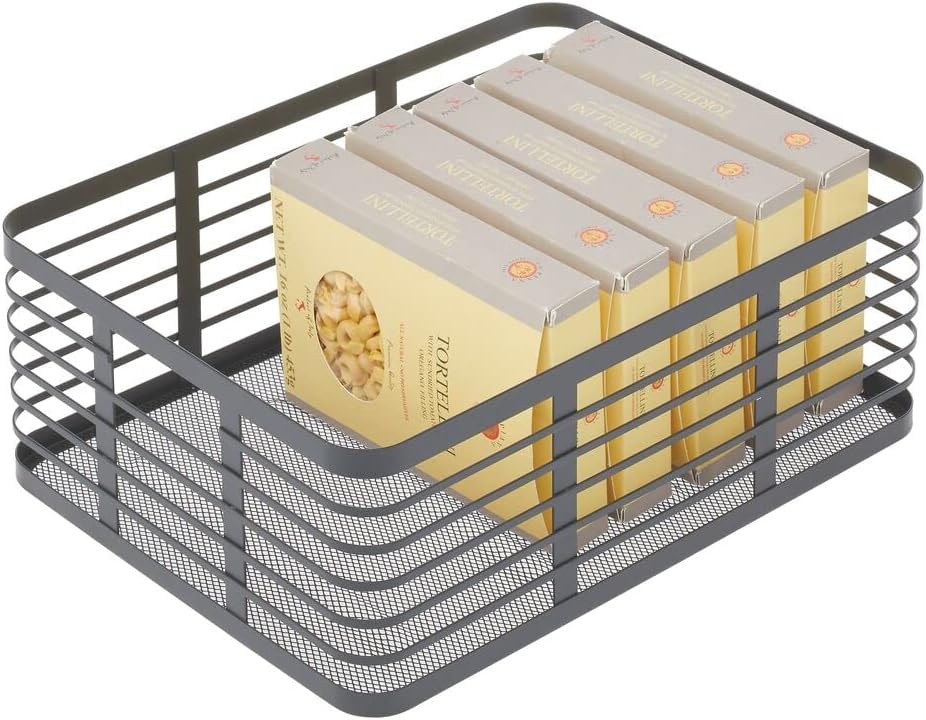 Metal Wire Food Organizer Storage Bin Baskets, Black Pack of 2 N4300