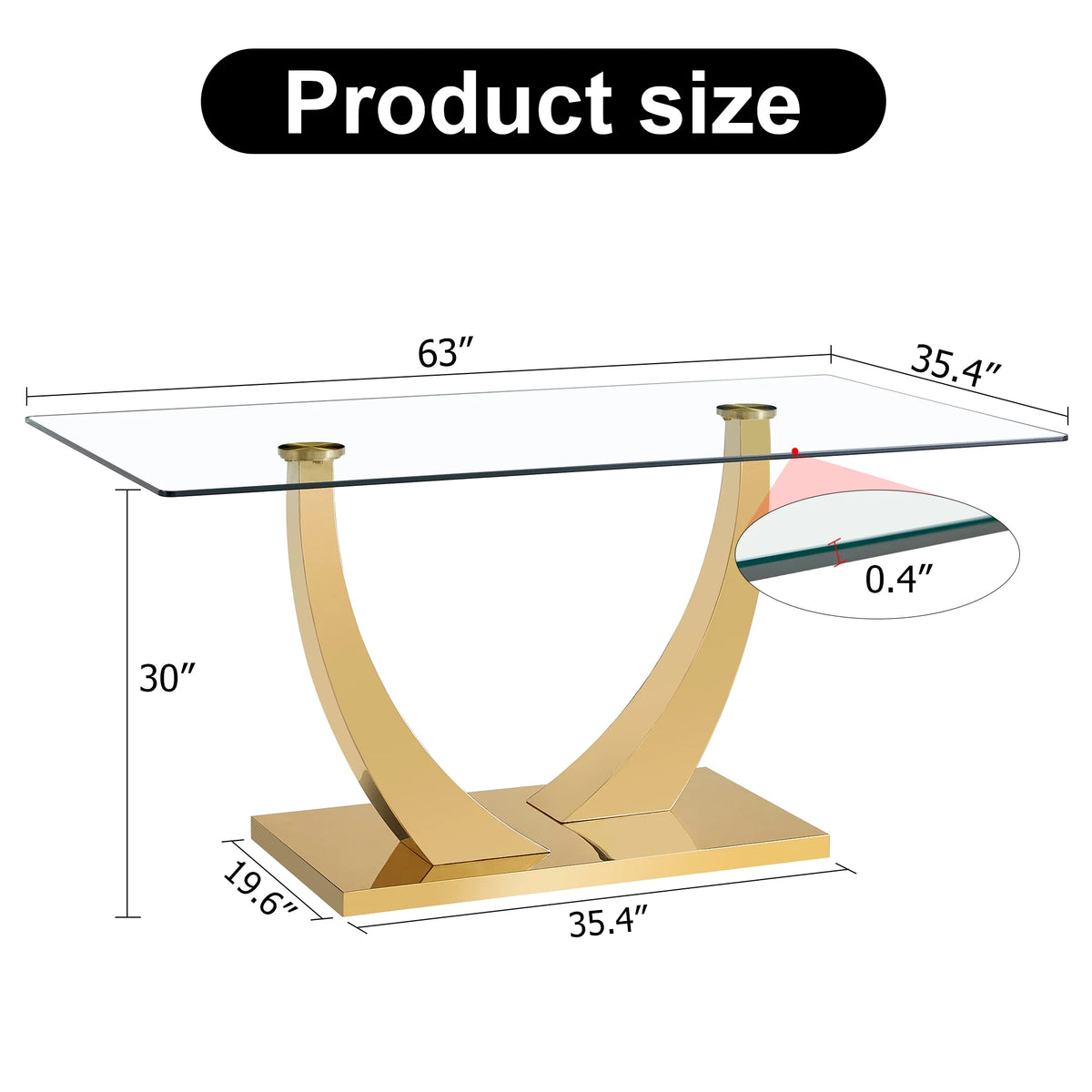 Glass Dining Table with Metal Legs J912