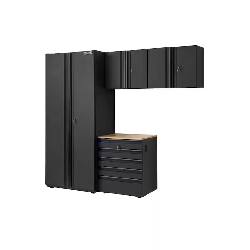 4-Piece Welded Steel Garage Storage System in Black Z3212