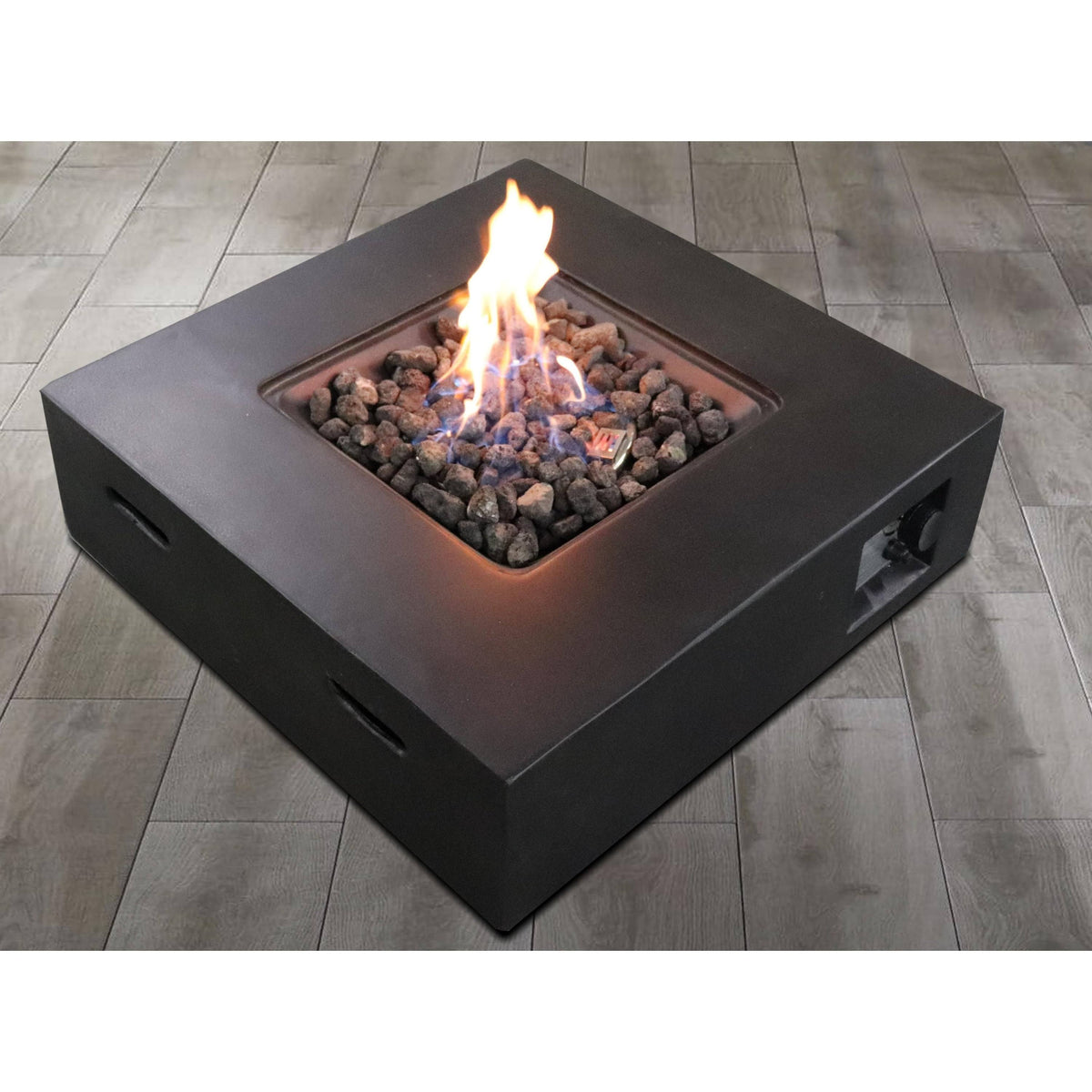 Charcoal Finish Square Fire Pit with Protective Lid V309