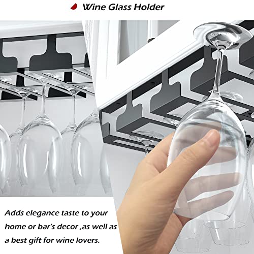 Black 4 Rows 2 Packs Metal Wine Glass Rack C59343