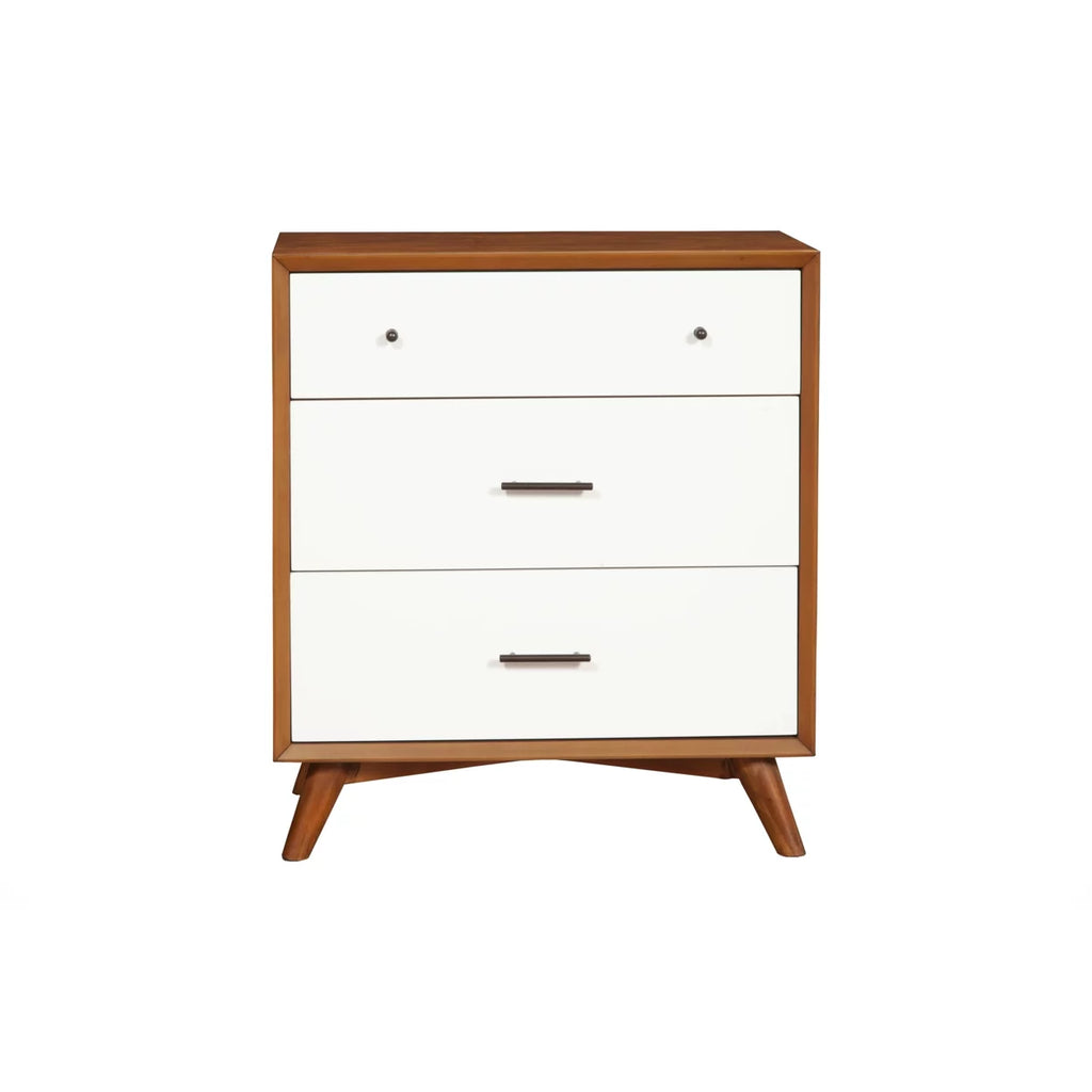 Wooden Chest with Three Drawers Brown and White P583