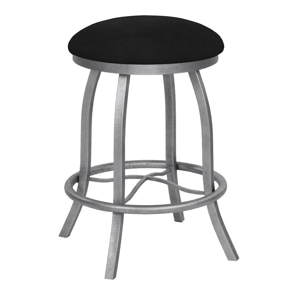 26x22 Counter Height Metal Backless Swivel Barstool in Dillon Black Faux Leather Z491941