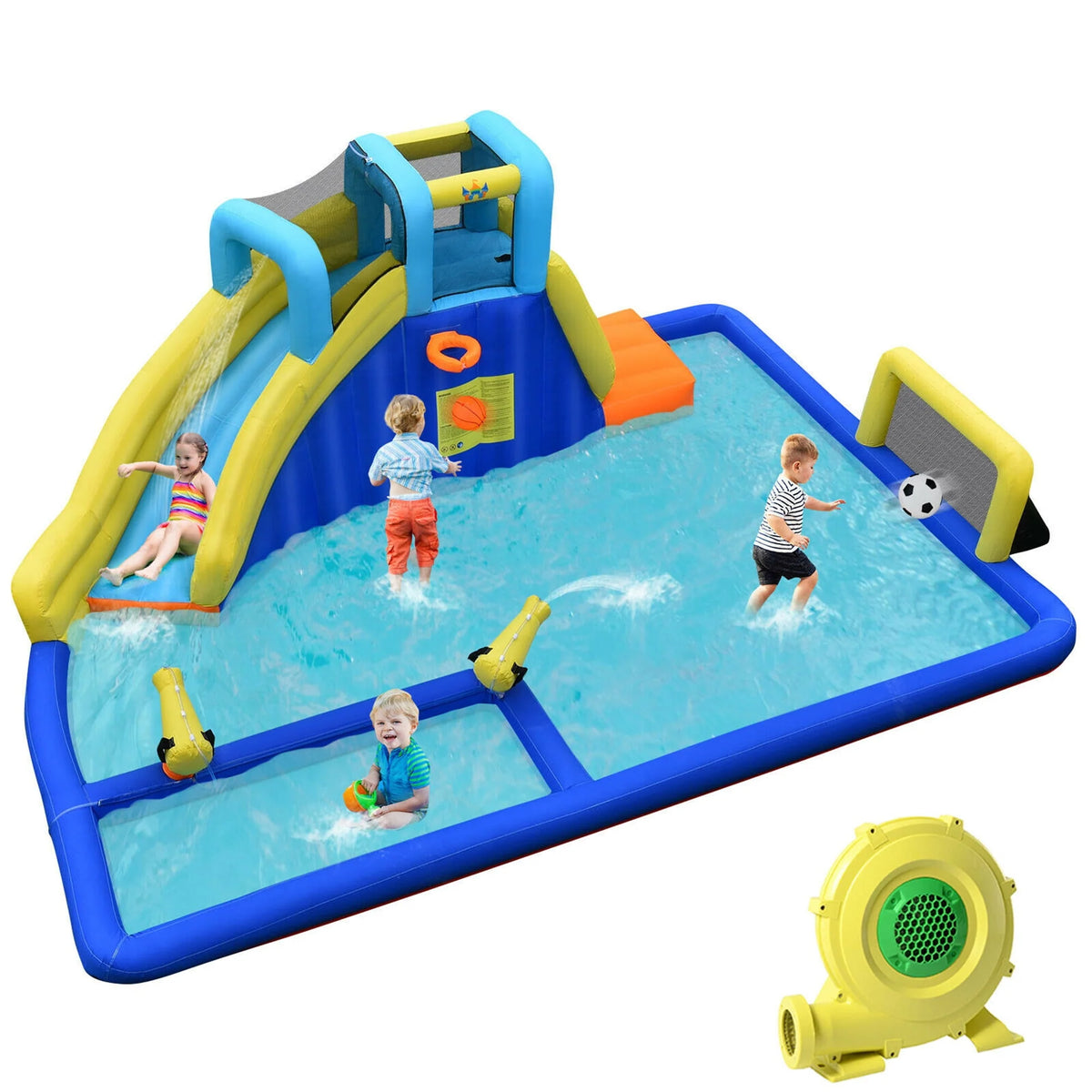 Inflatable Water Slide Bounce House Splash Pool with Blower G3857