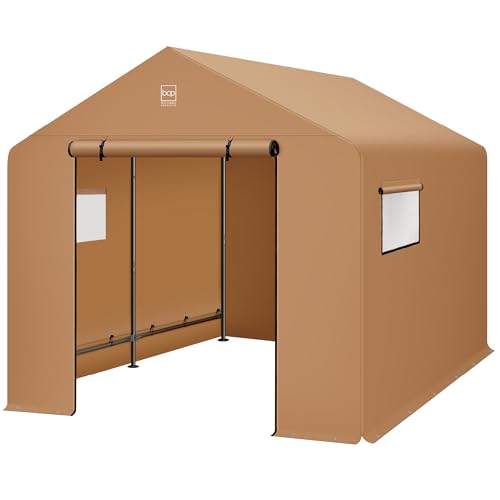 10x8ft Outdoor Storage Shed with Dual Doors Windows Metal Frame Black I5855