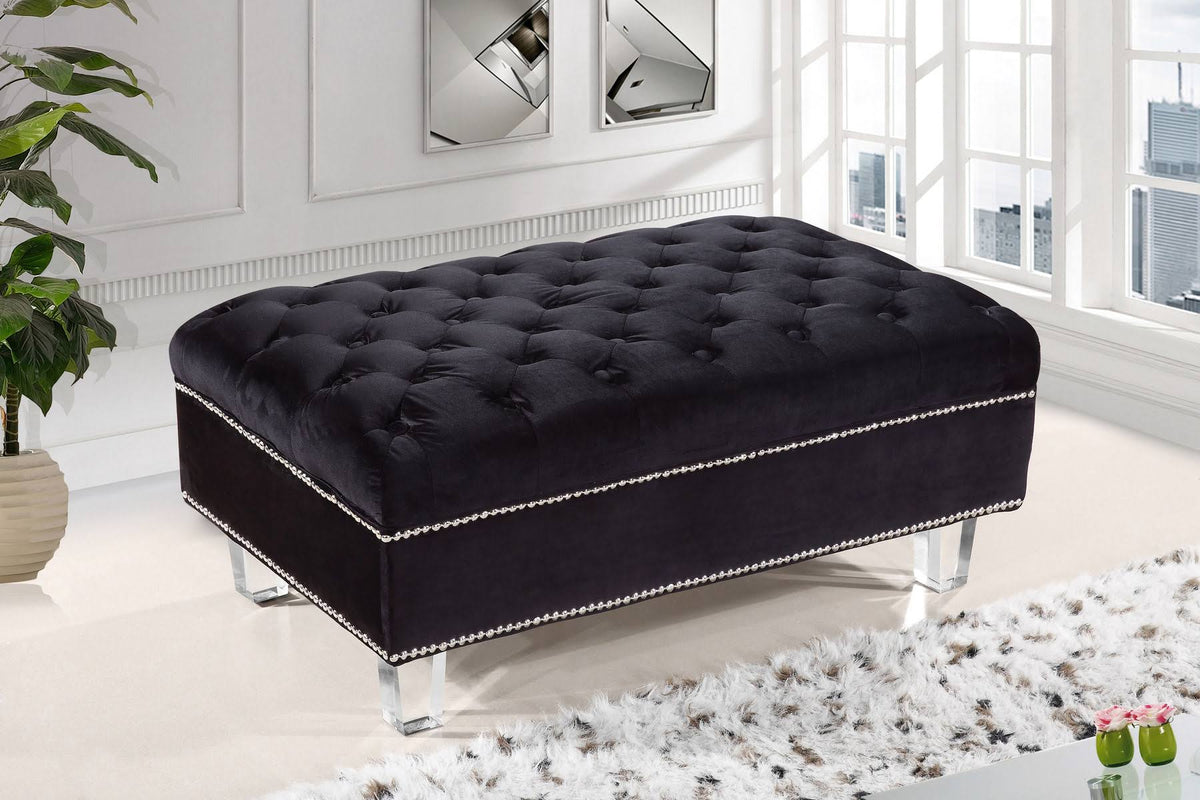 Black Velvet Ottoman Y493161