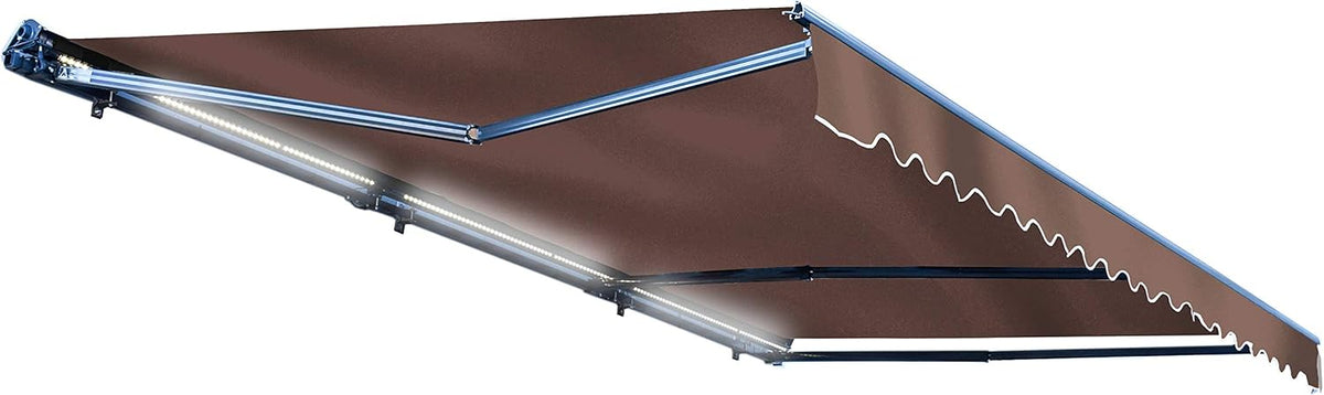Retractable 16x10 Feet Motorized LED Patio Awning, 100% Polyester Canopy, Green U723449