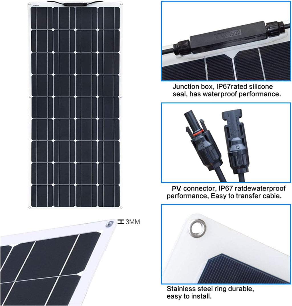 100W Flexible Solar Panel 12V System Kit with 10A Charge Controller B323