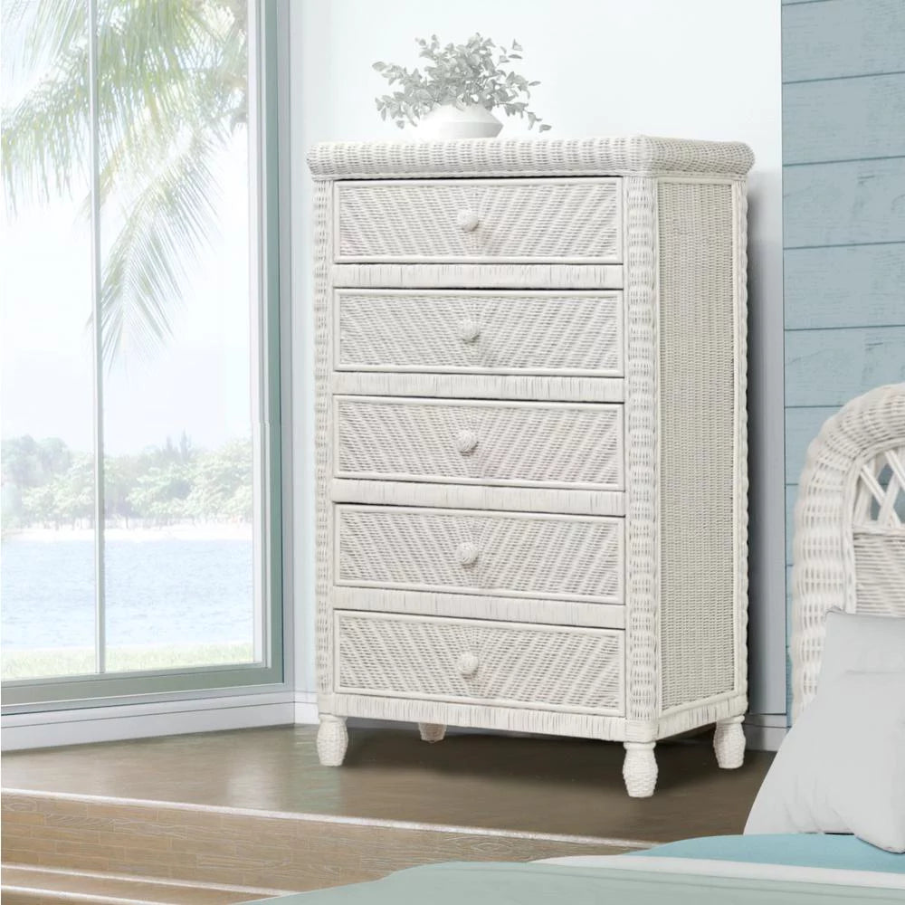 White Wood 5 Drawer Chest M387849