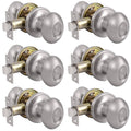 Brushed Nickel Oval Passage Door Knobs 6 Pack D49188