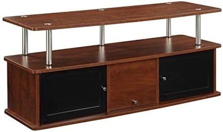 Gray Black Stainless Steel TV Stand with 3 Storage Cabinets E730
