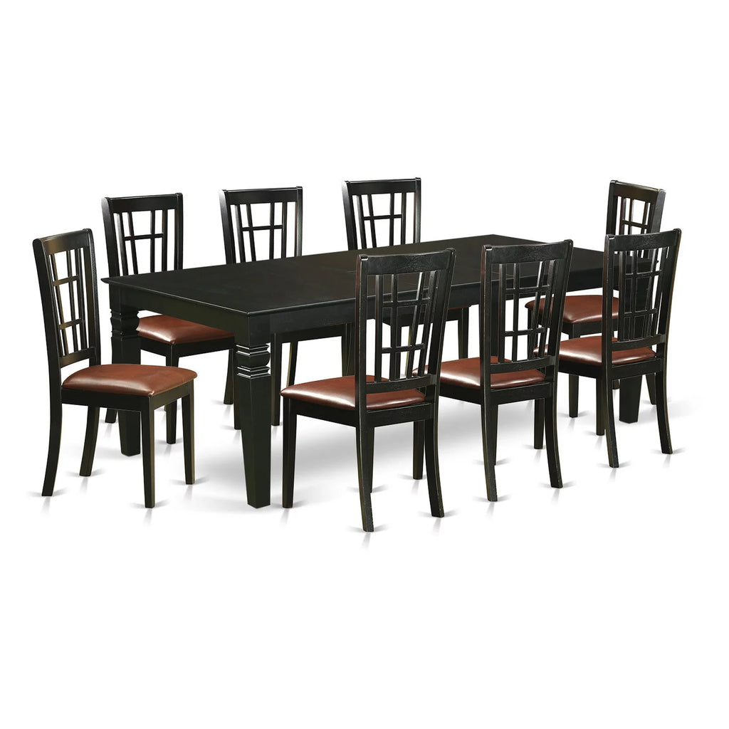 9 Pc Black Dining Room Set with Dining Table and 8 Linen Dining Chairs S251211