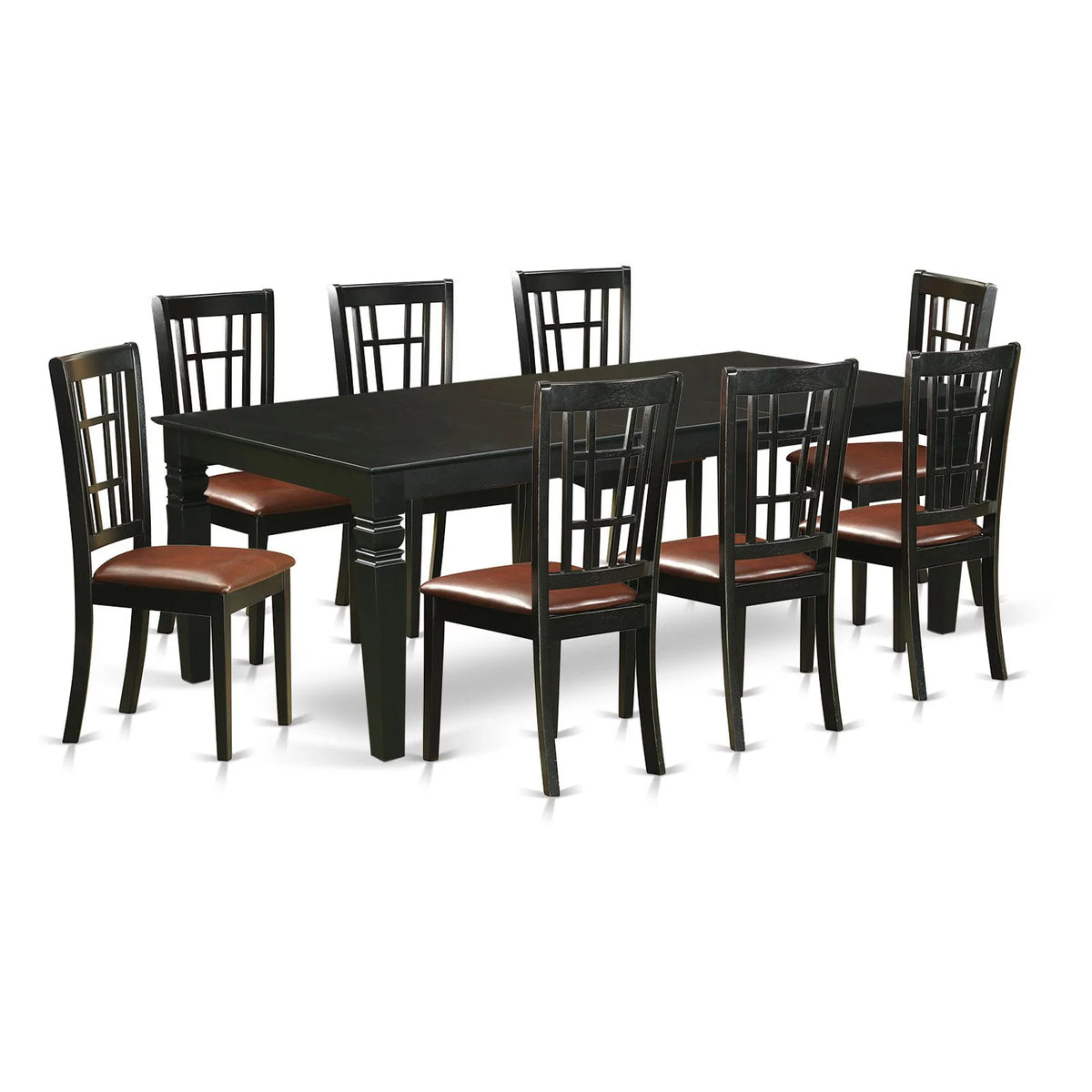 9 Pc Black Dining Room Set with Dining Table and 8 Linen Dining Chairs S251211