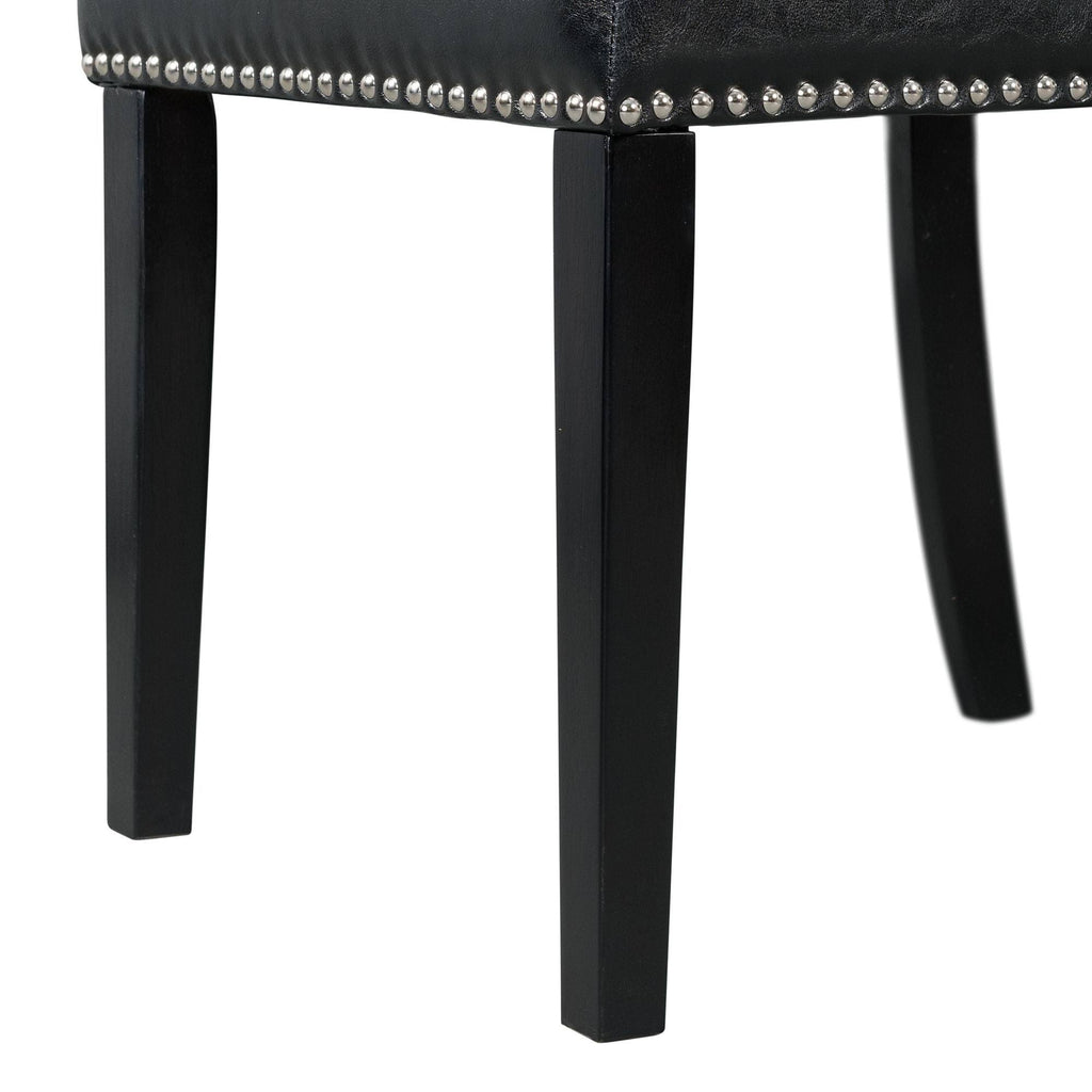 Black Faux Leather Side Chair Set V884