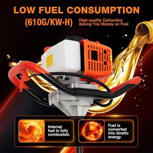 52cc 1700W Gas Powered Auger Post Hole Digger with 3 Drill Bits Z36850