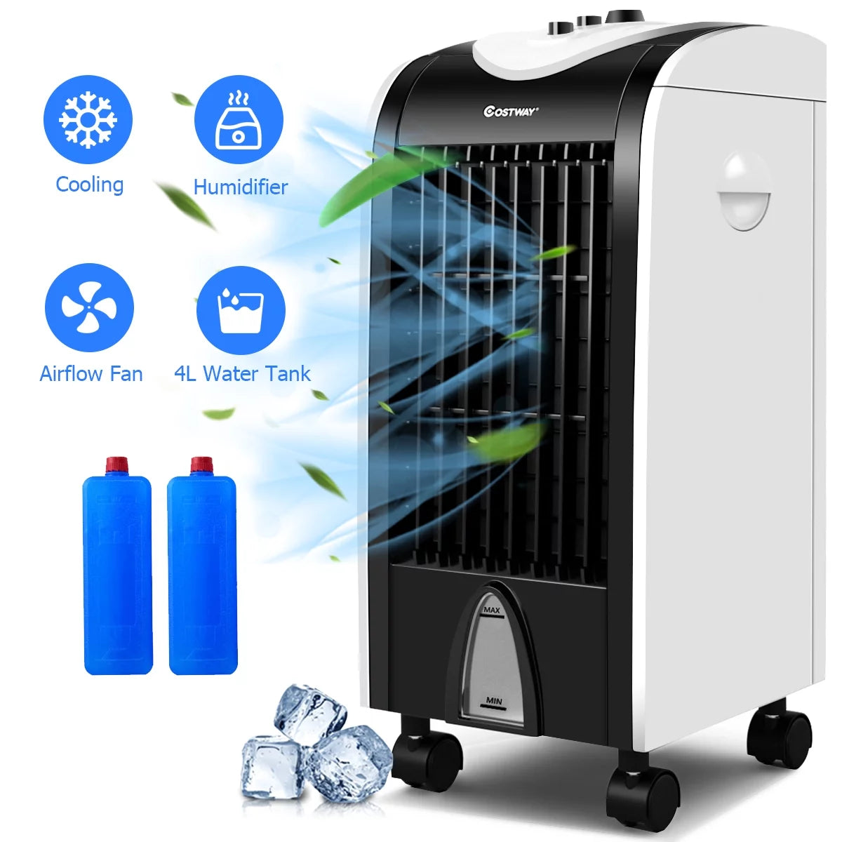 3-in-1 Portable Evaporative Air Cooler Fan Humidifier T9638